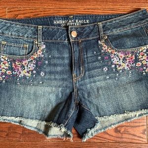 American Eagle |  Embroidered Denim Shorts